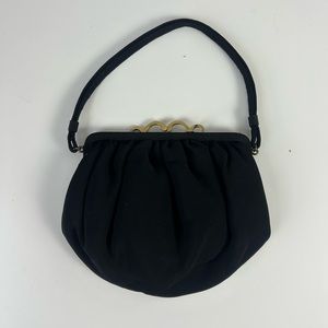 Vintage 1950s Black Evening Pouch Purse